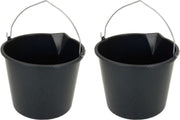 Voordeelpakket van 5x stuks stevige zwarte huishoud emmers 12 liter met tuit