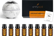 O'PUREd Aroma Diffuser | Geurverspreider | Luchtbevochtiger|Incl. 8 flesjes Etherische Olie | Aromatherapie | Marmer