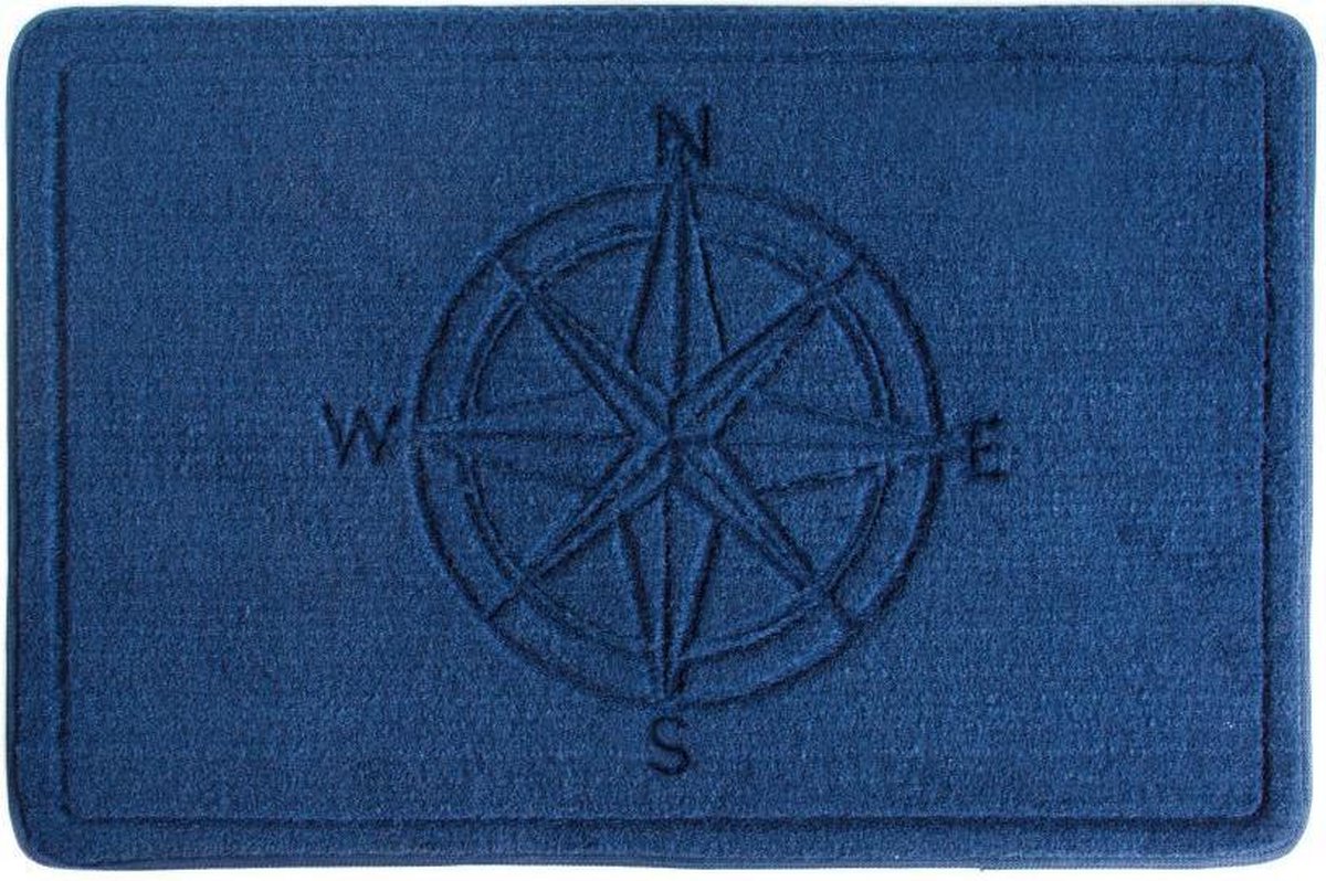 Deurmat navy blue met Kompas - 40x60 cm