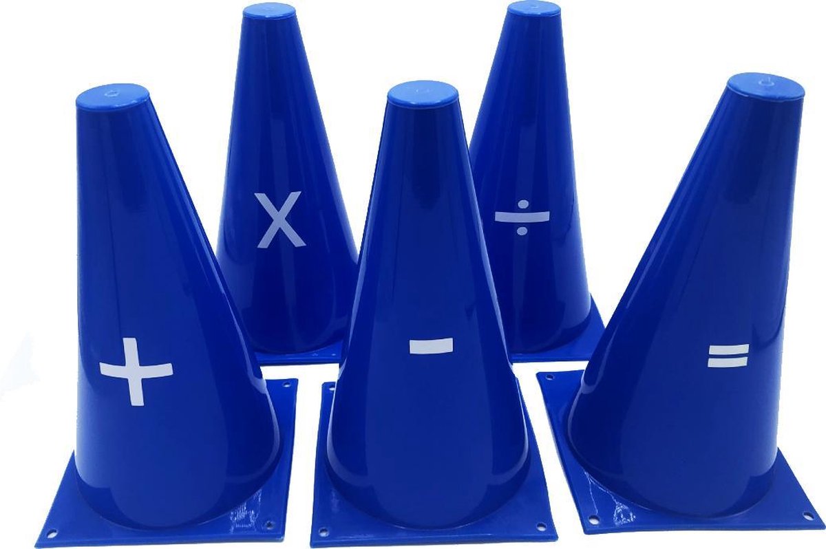 Pionnen set 5 stuks met Rekentekens BLAUW - Educatief materiaal