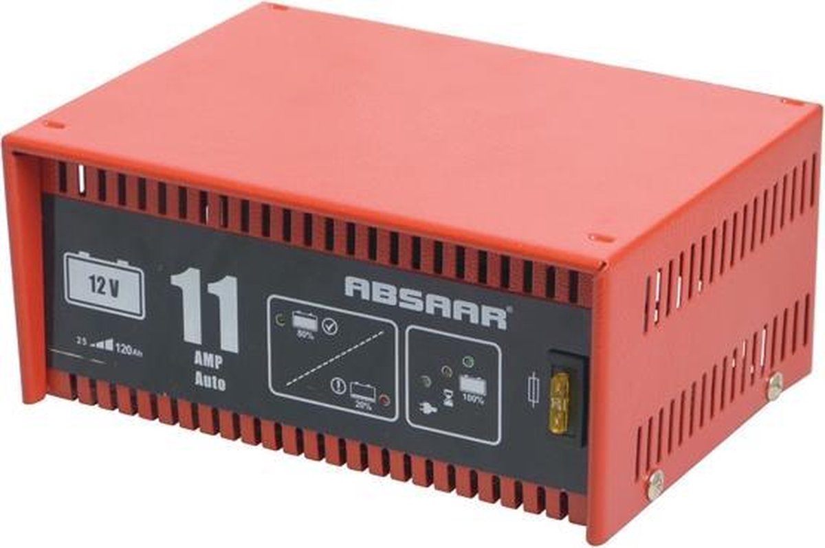 Absaar professionele vol-automatische acculader 12 volt - 11a  / incl accutester en loskoppelen accu niet nodig.