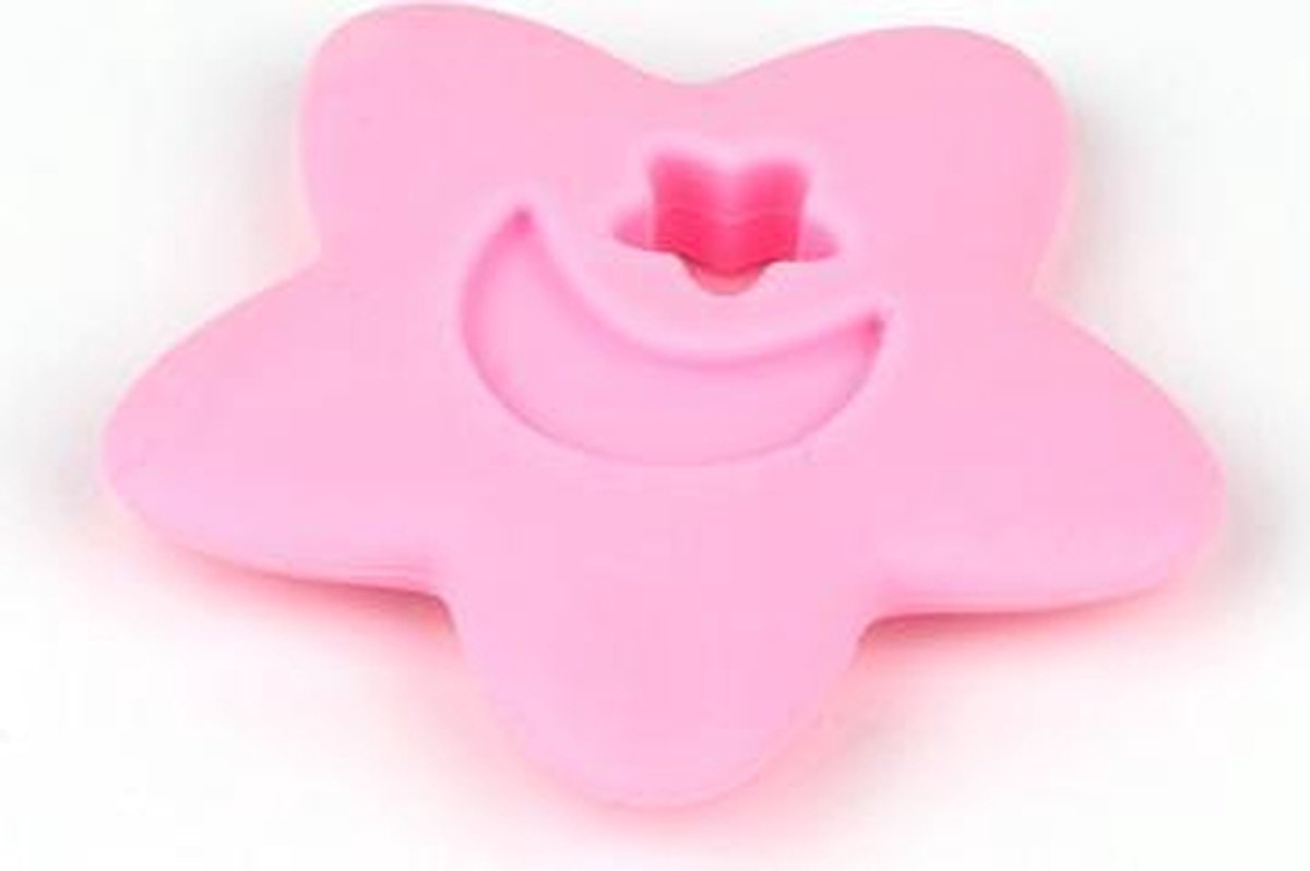 Bijtketting ster en maan roze