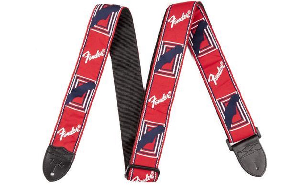 Gitaarband Fender Monogram Rood-Wit-Blauw
