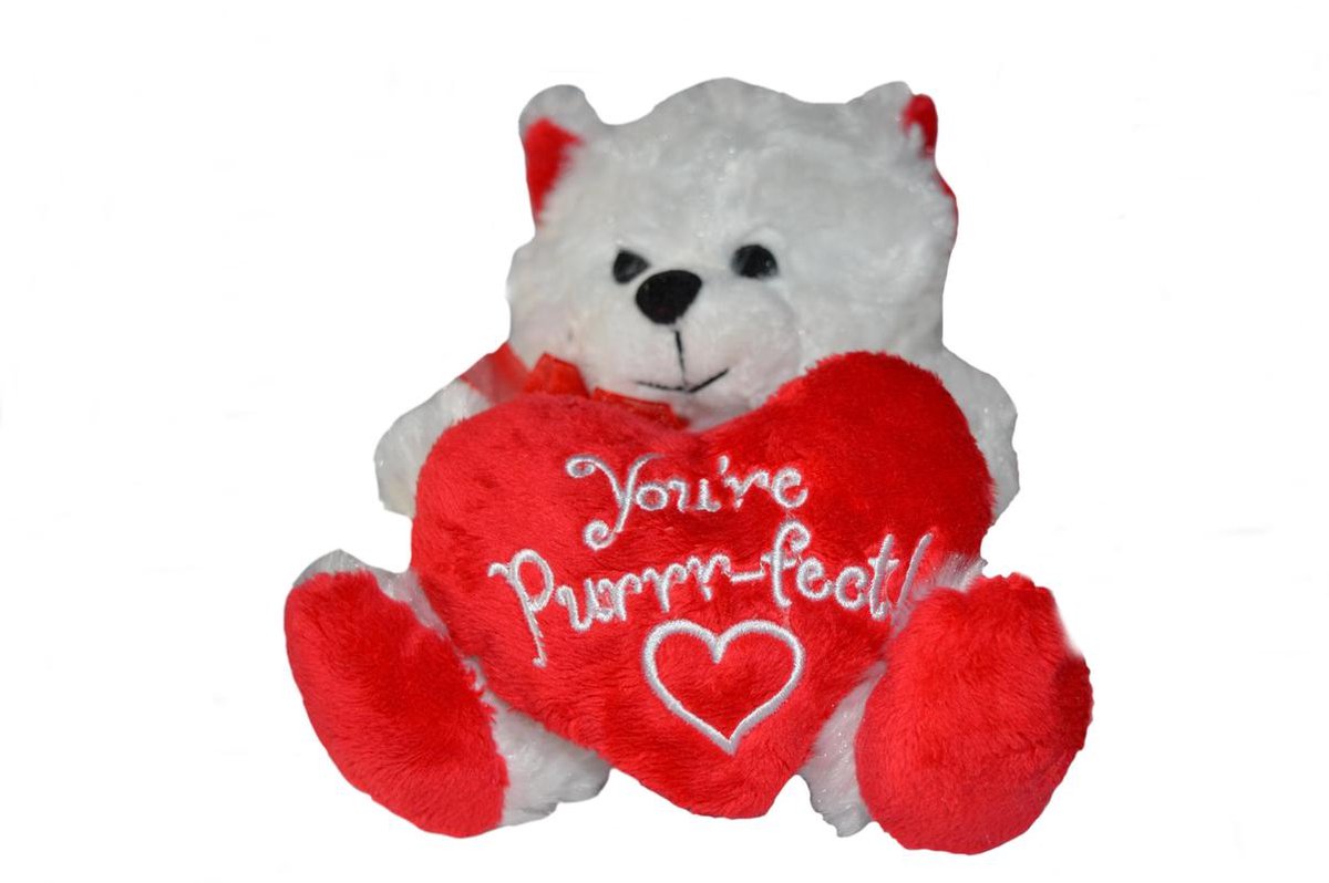 Valentijn wit beertje 'You're purrr-fect !