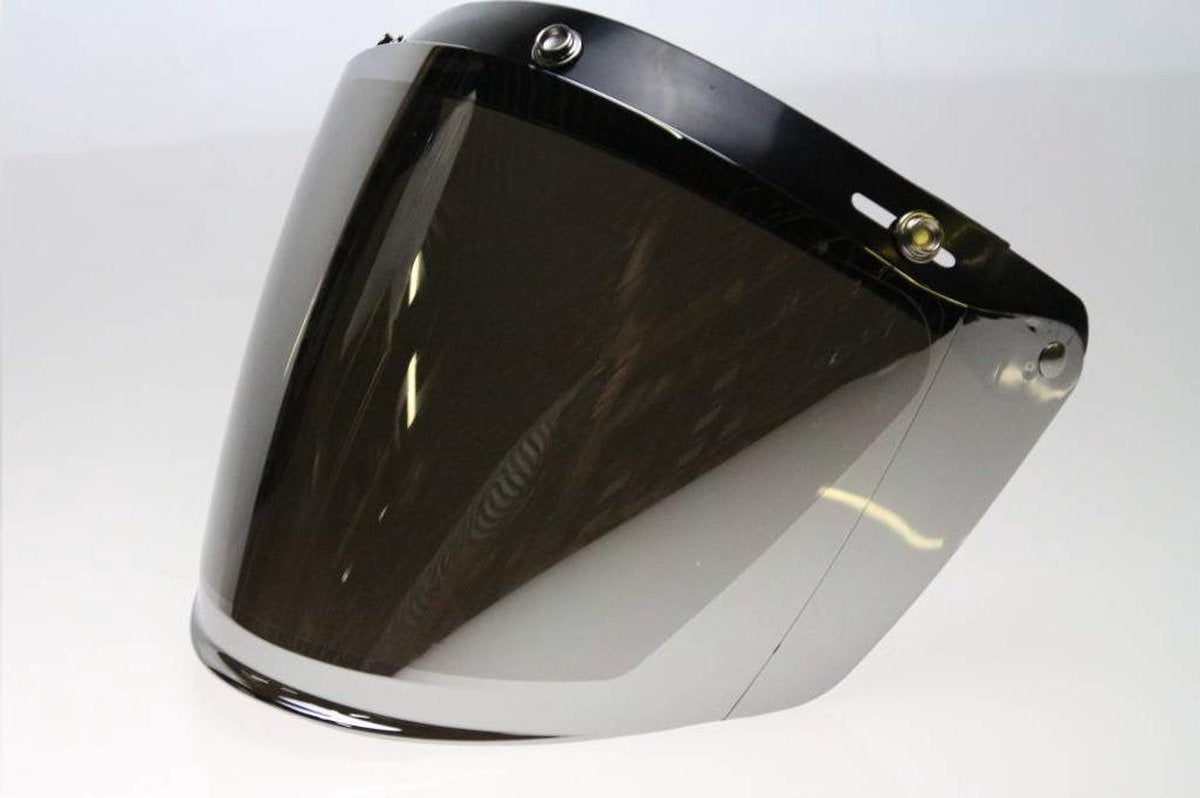 U flip up 3 knop vizier helm zilver reflectie