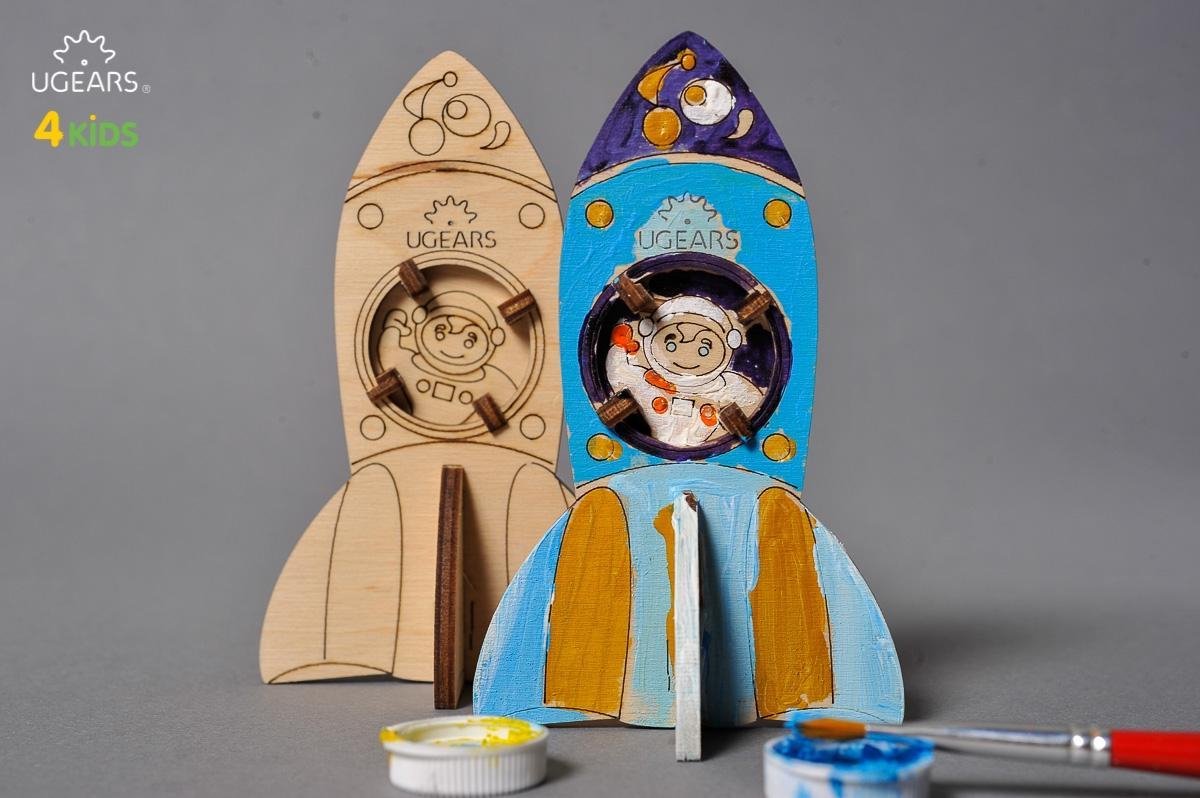 Ugears Modelbouw Kleurenmodel Raket - Hout