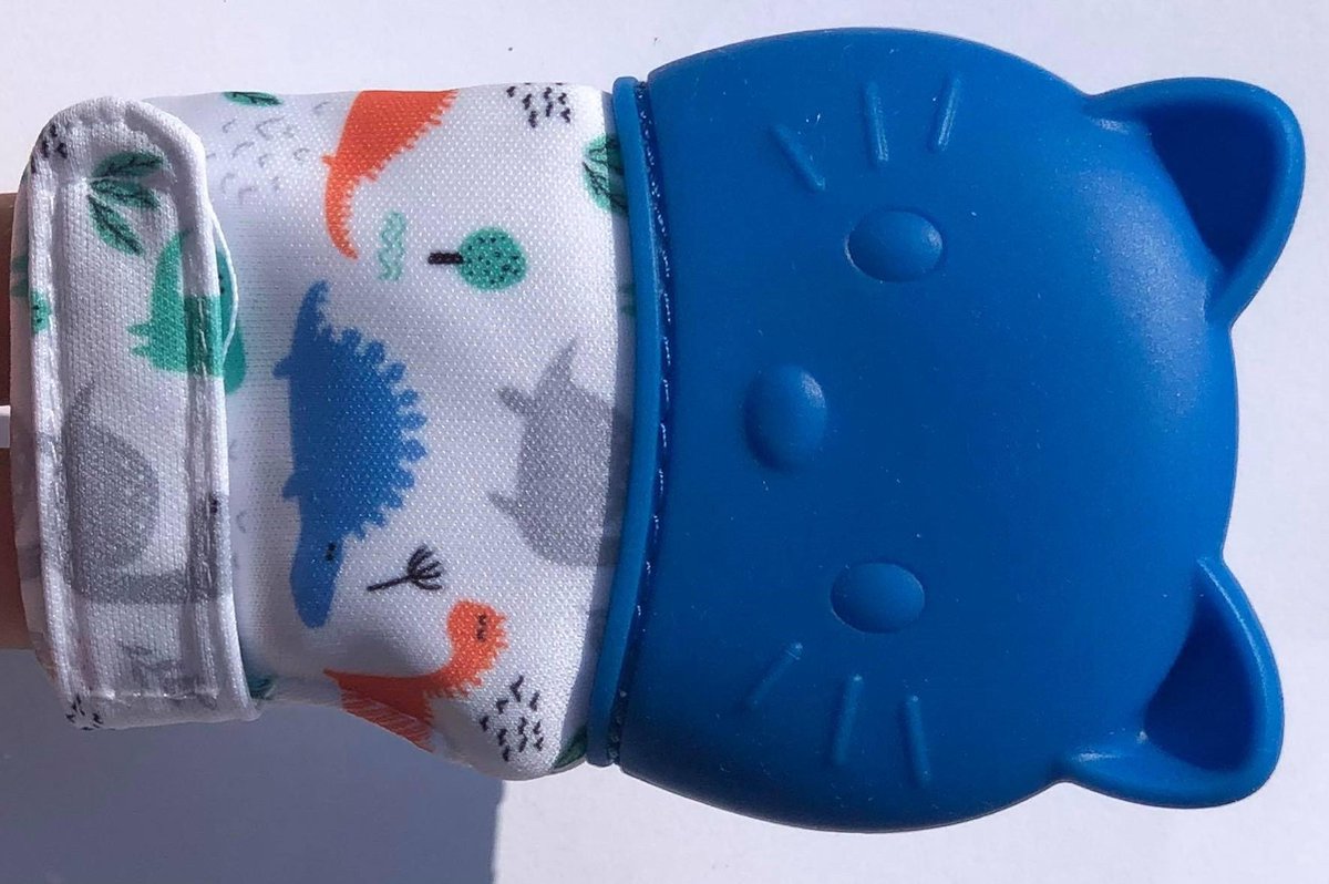 Baby Bijtring Set van 2 Bijthandschoen Speelgoed Blauw Baby Kraamcadeau Babyshower cadeau Dierdesign