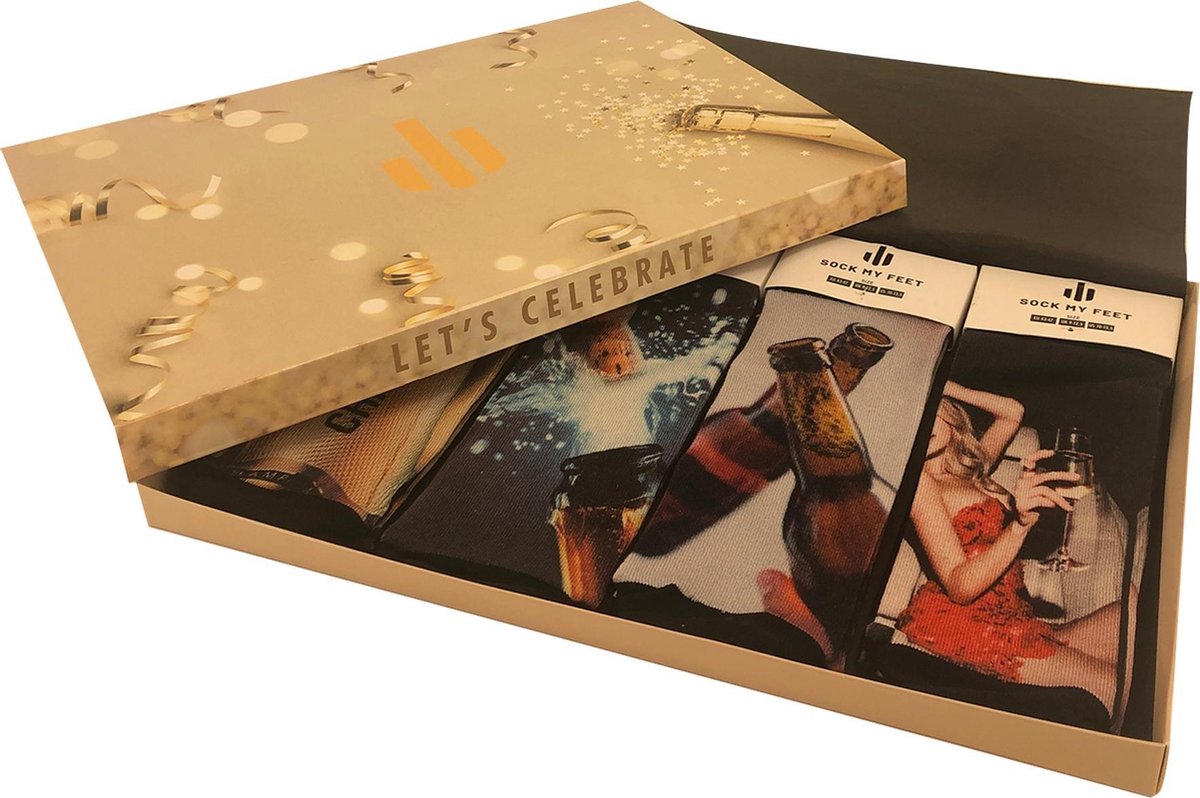 Sock My Feet - Grappige sokken heren - 4 pack - Maat 39-42 - Sokken Giftbox - Funny Socks - Vrolijke sokken - Leuke sokken - Fashion statement - Gekke sokken - Grappige cadeaus - Socks First.