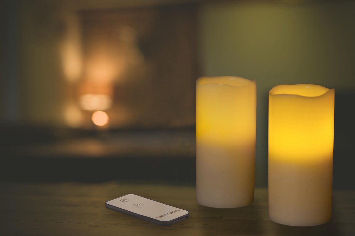 Thumbsup! Afstand Bedienbare Led Kaars Set Wit 2-delig