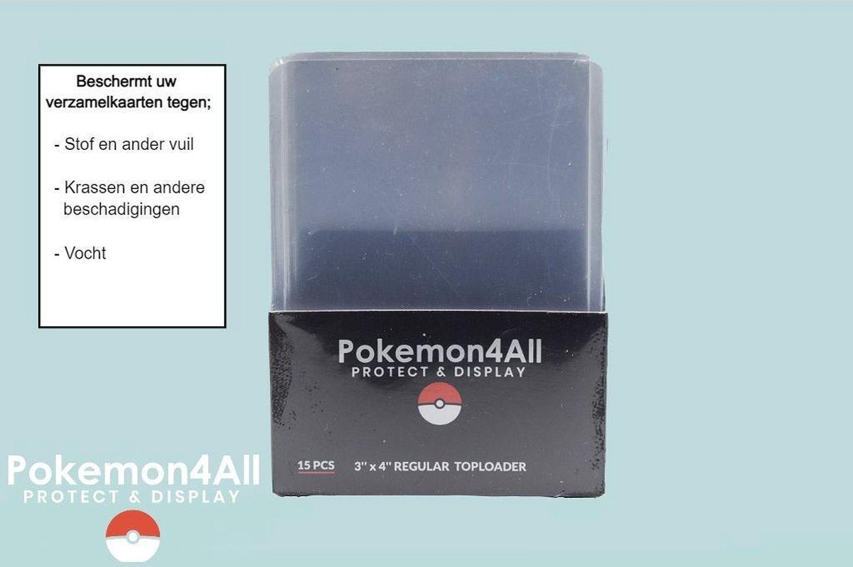 Pokemon4All - Toploader - Card holder- Ultra clear - TCG -  15 stuks - Transparant