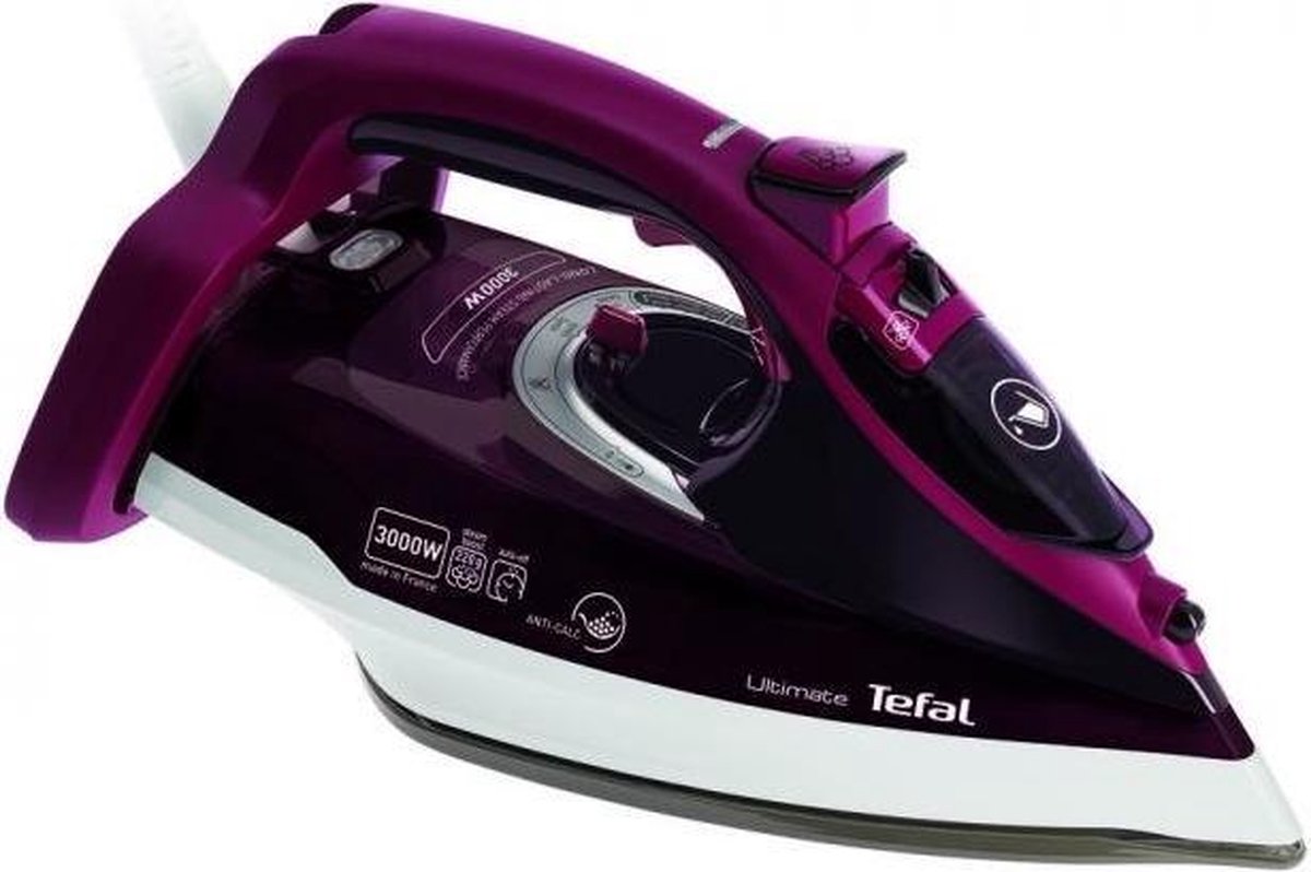 Tefal Ultimate Anti-Calc FV9775 strijkijzer Droog- & stoomstrijkijzer Durilium Autoclean soleplate Bordeaux rood 3000 W