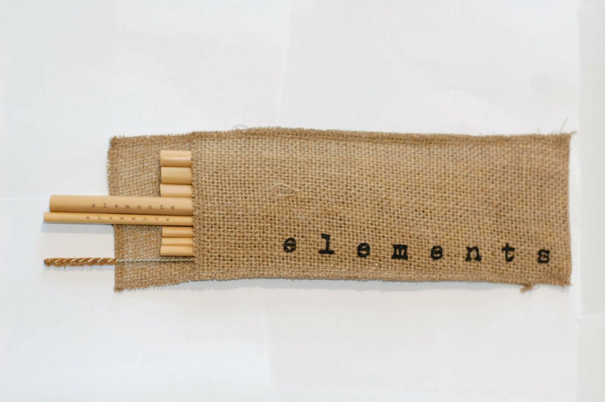 Natural bamboo straw with coconut fiber cleaning brush
