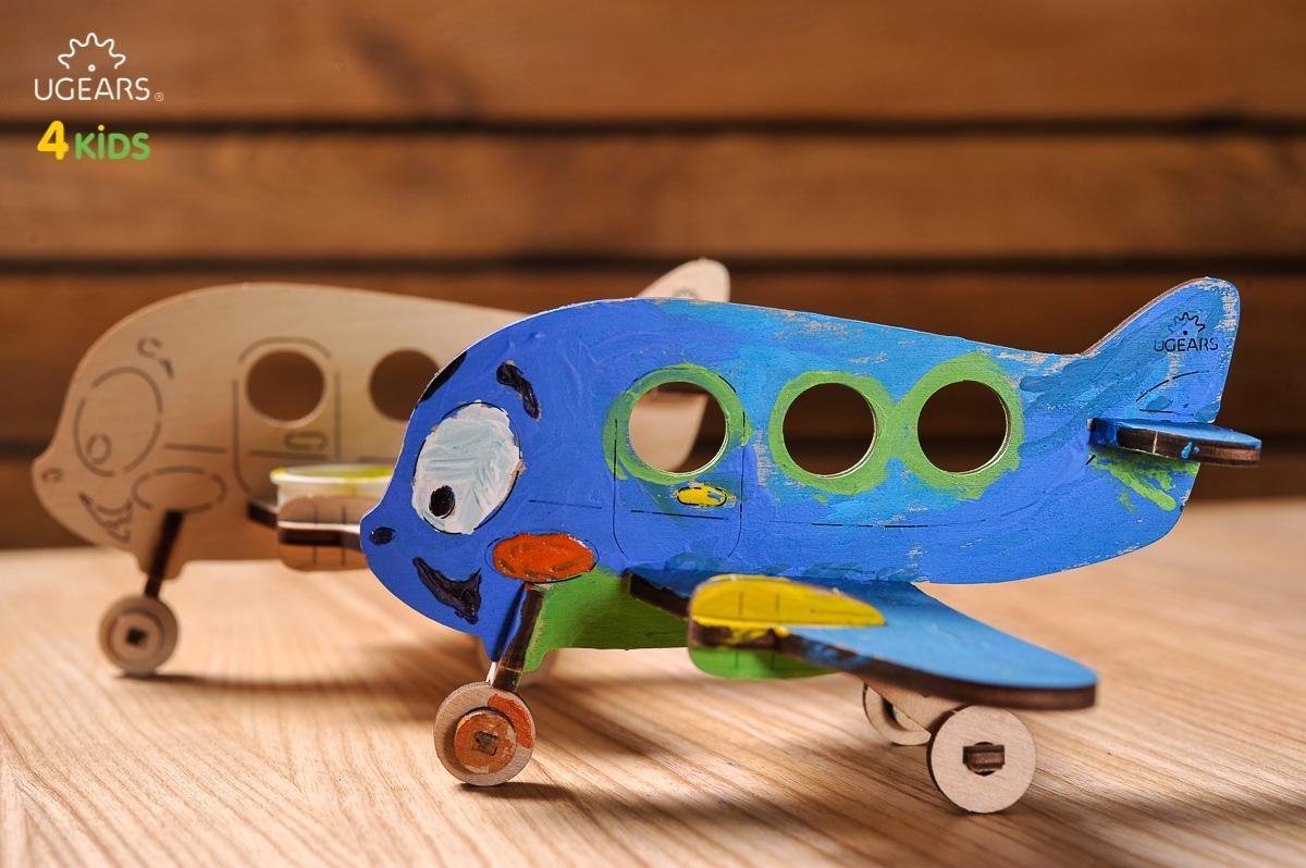 Ugears Modelbouw Kleurenmodel Vliegtuig - Hout
