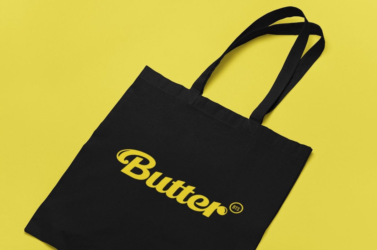BUTTER BTS TOTEBAG ZWART - BANGTAN BOYS KOREAN MUSIC KPOP BAND BT21