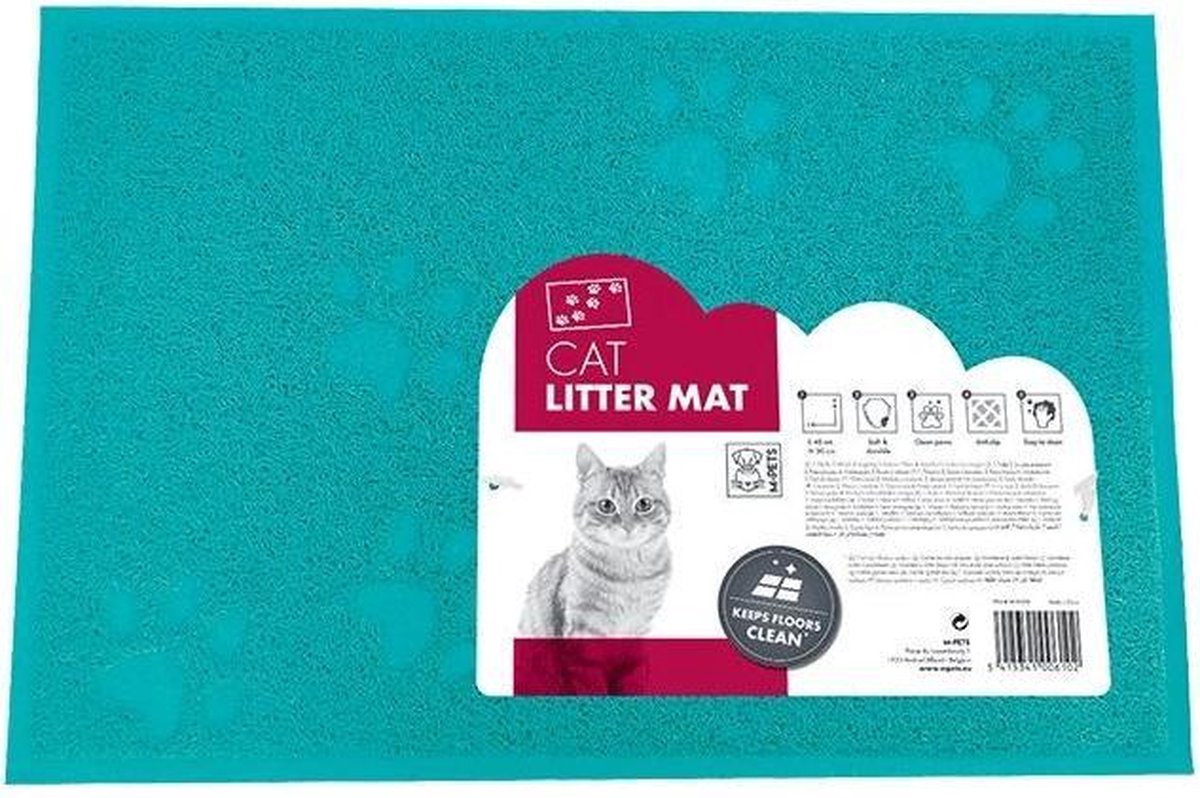 M-pets Krabmat Katten Footprint 30 X 40 Cm Karton Blauw
