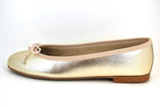 Stravers - Maat 44 Ballerina's goud champagne leer. Grote Maten Flatjes