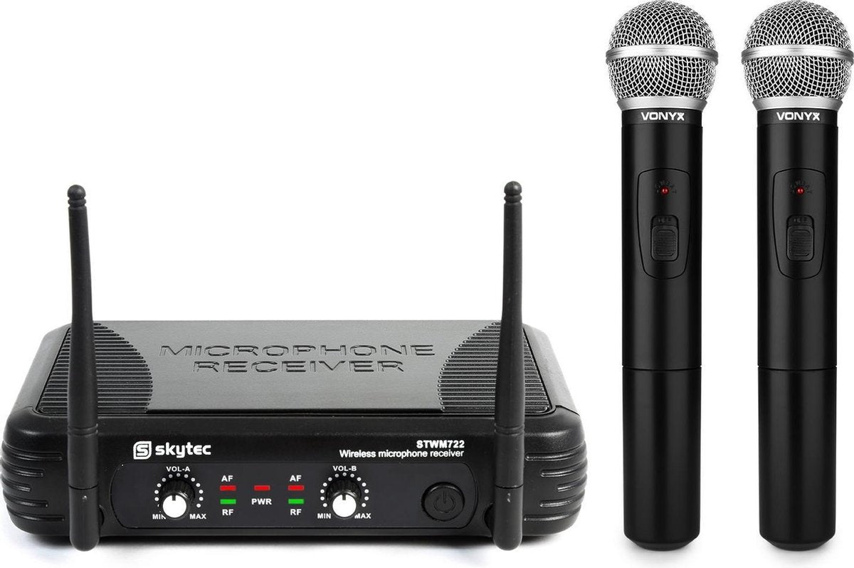 Draadloze microfoon - Skytec STWM722 draadloze microfoonset met 2 draadloze microfoons