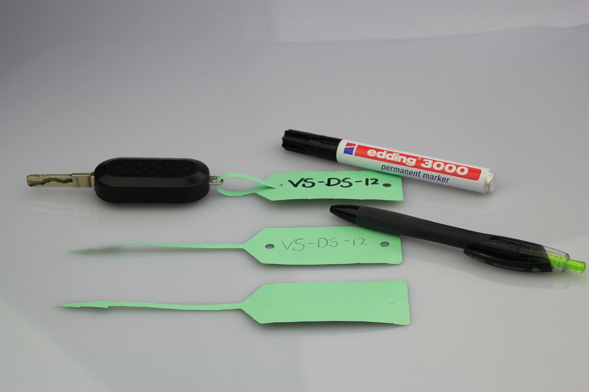 Autolabel - Groen Werkplaatslabel met rattenstaart met pen of stift te beschrijven - 500 stuks