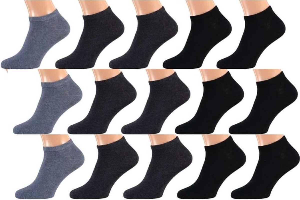 Sneakersokken - Katoen - Multipack - 15 Paar - Denim - Maat 41-46