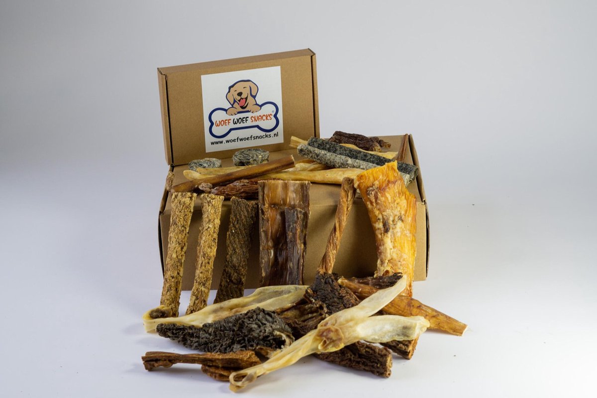 Woef Woef Snacks - Snackbox Pup/Kleine Hond - 100% Natuurlijk - Variërend - Heerlijk & Gezond