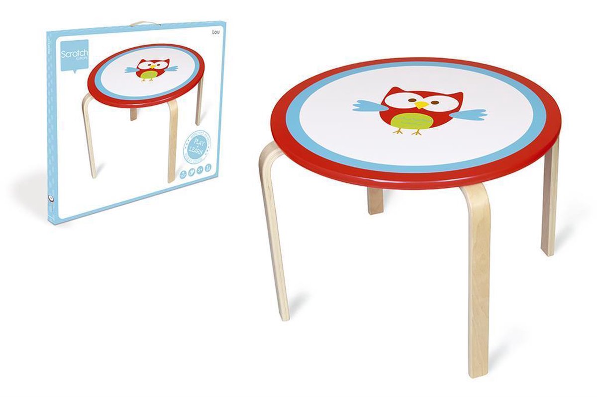 Scratch Deco: Tafel Rond Uil Lau