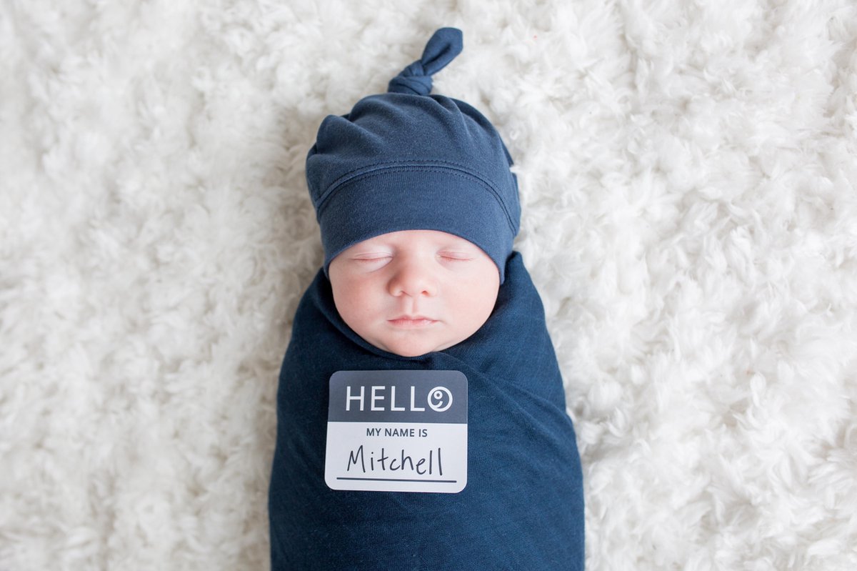 Lulujo Hello World Swaddle & Hat - Navy