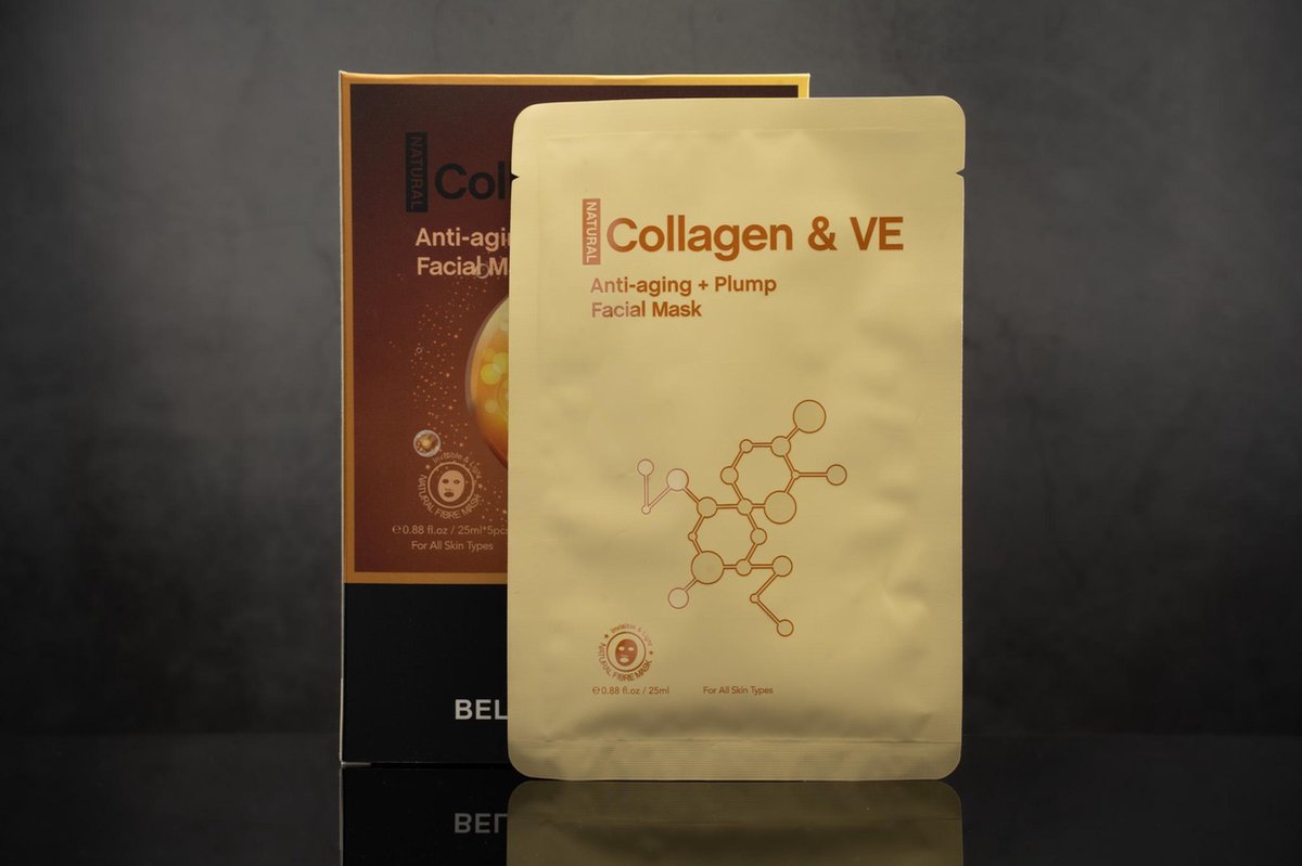 Bellezzastyle: Face Mask - Collageen & Vitamin E Anti-aging + Plump 5-pack
