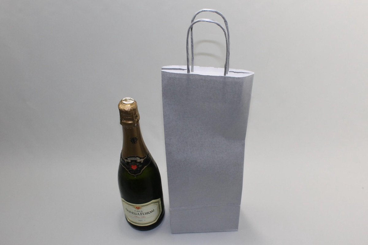 Draagtassen voor Flessen Zilver 14x8x39cm Kraft papier 110 g/m (50 stuks)