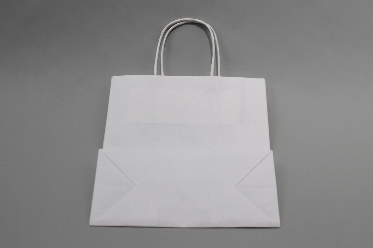 Draagtassen Papier Wit 18x8x22cm Kraft 90 g/gm met gedraaid handvat (50 stuks)
