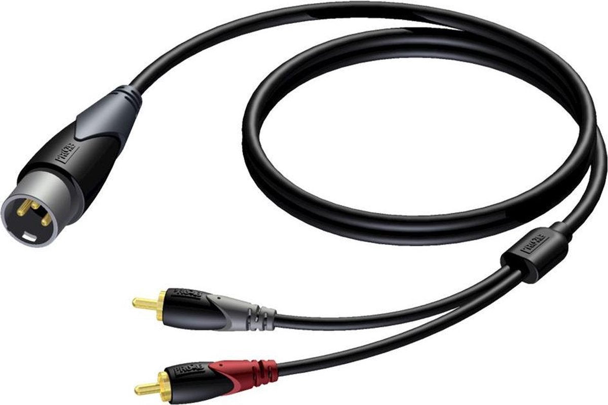 Procab CLA703 1x XLR (m) - 2x RCA (m) stereo audiokabel - 3 meter