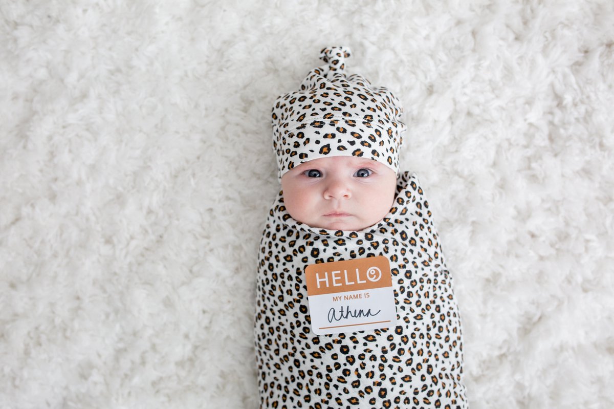 Lulujo Hello World Inbakerdoek - Met Muts - Leopard
