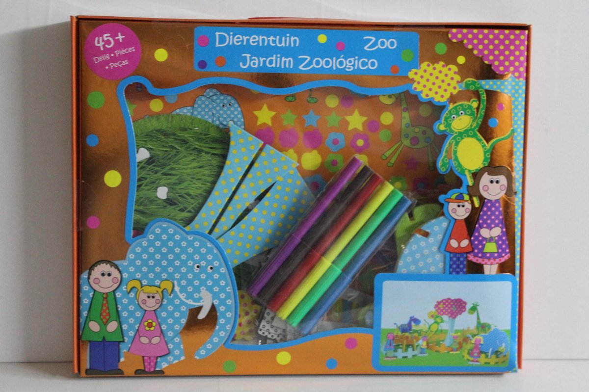 Knutseldoos / pakket - Dierentuin / Zoo 45 delig