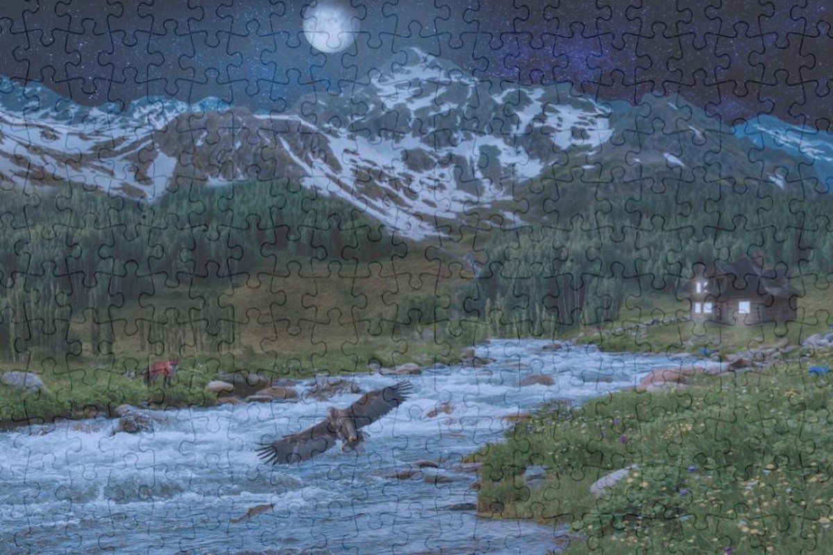 Rivier In Bosachtig Landschap - Volwassen Legpuzzel 252 stukjes