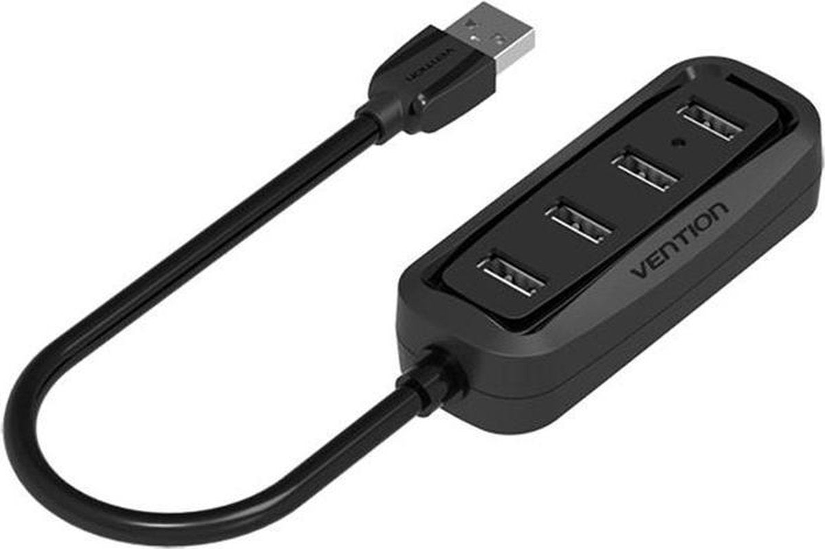 USB 2.0 Hub 4 poorten USB Splitter OTG Adapter - 15cm kabel - Zwart
