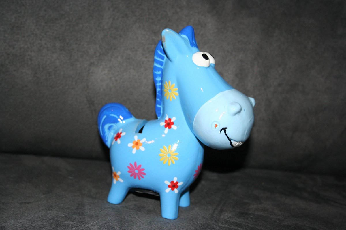 Spaarpot- Funny Horse blauw