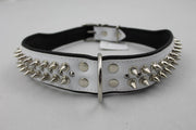 Dog's Companion Leren Halsband - met spikes - 51-60 cm x 50 mm - Wit/Zwart