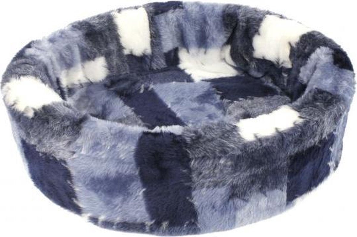 Petcomfort hondenmand bont lapjesdeken blauw 56x50x15 cm