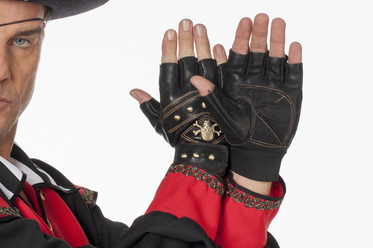 Vingerloze handschoenen  skaileer met doodshoofd zwart