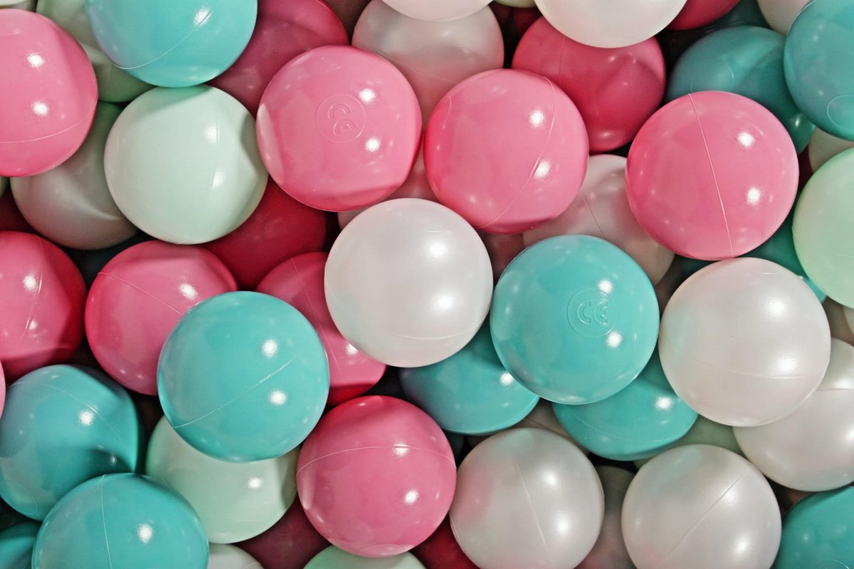 Ronde Ballenbak set incl 300 ballen 90x40cm - Licht Roze: Parel Wit 