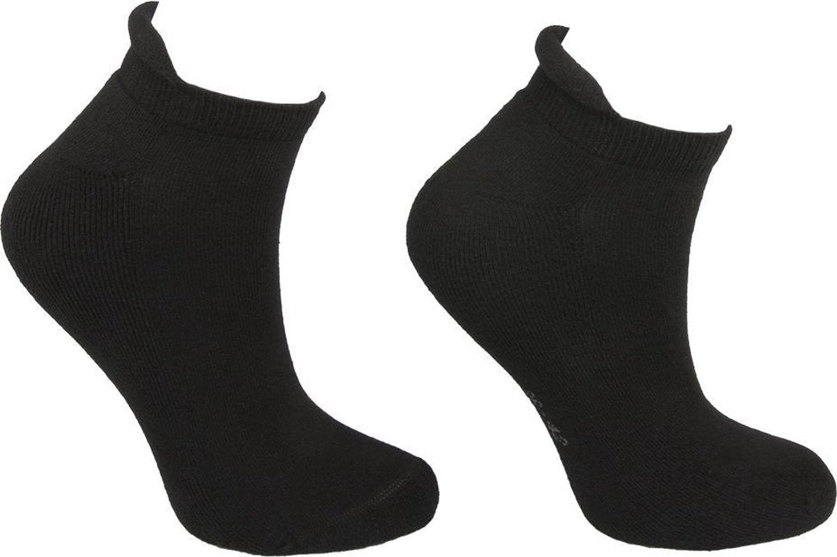 6-Pack Soga Badstof Gevoerde Basic Sneaker Sokken Dames en Heren Zwart - Maat 36-42