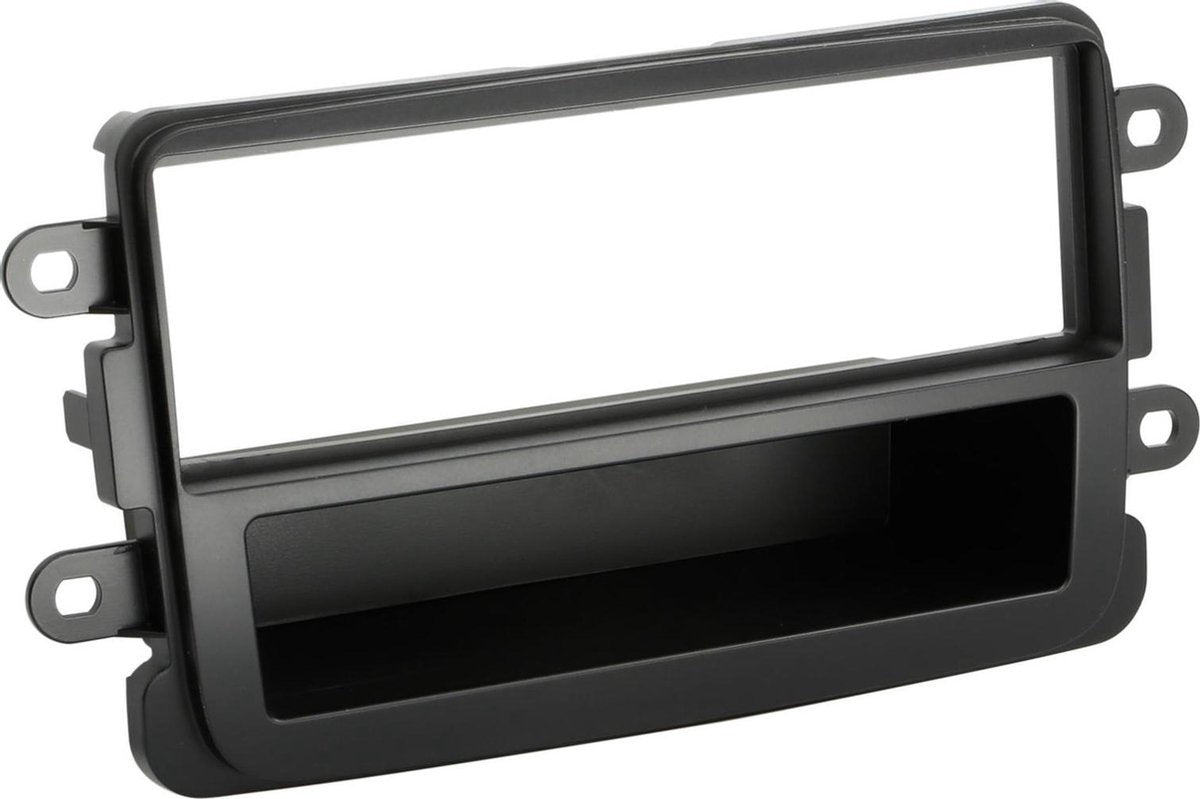 1-DIN Paneel met aflegbakje. Dacia Dokker/ Duster/ Lodgy 2012-2019 Kleur: Zwart