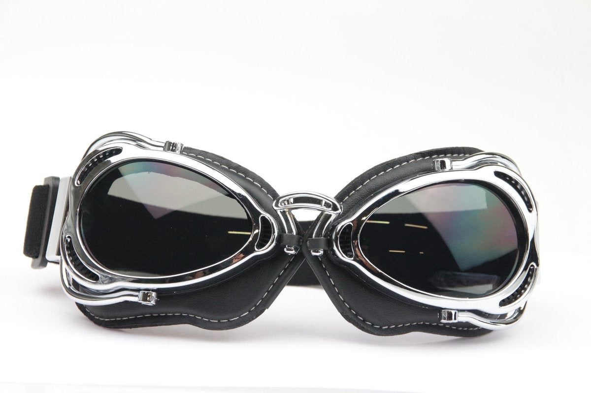 CRG radical motorbril chrome - donker / smoke glas | bril voor motor