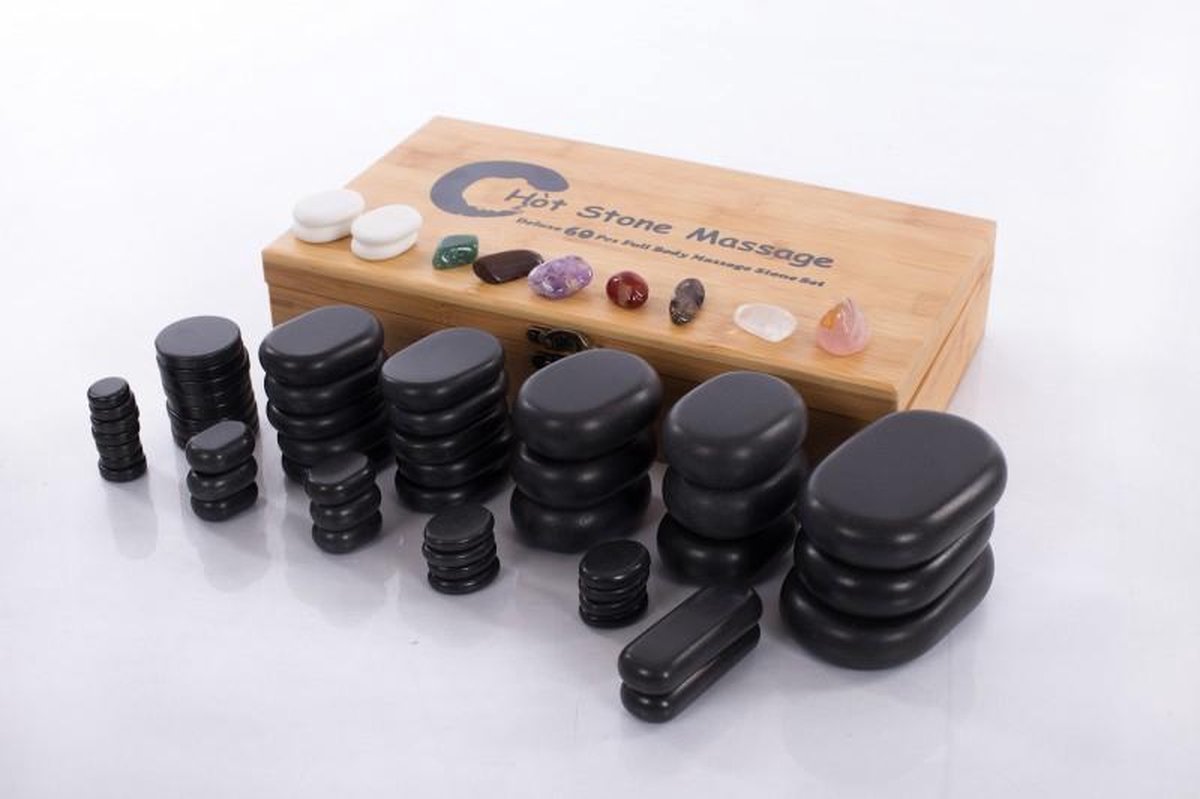 Hot Stone massage stenen set van 60 stuks | hete stenen massage