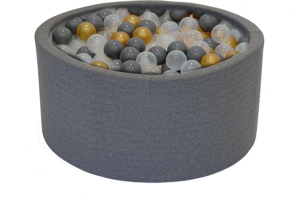 Ballenbak Donker grijs 90x40 met 250 ballen Transparant