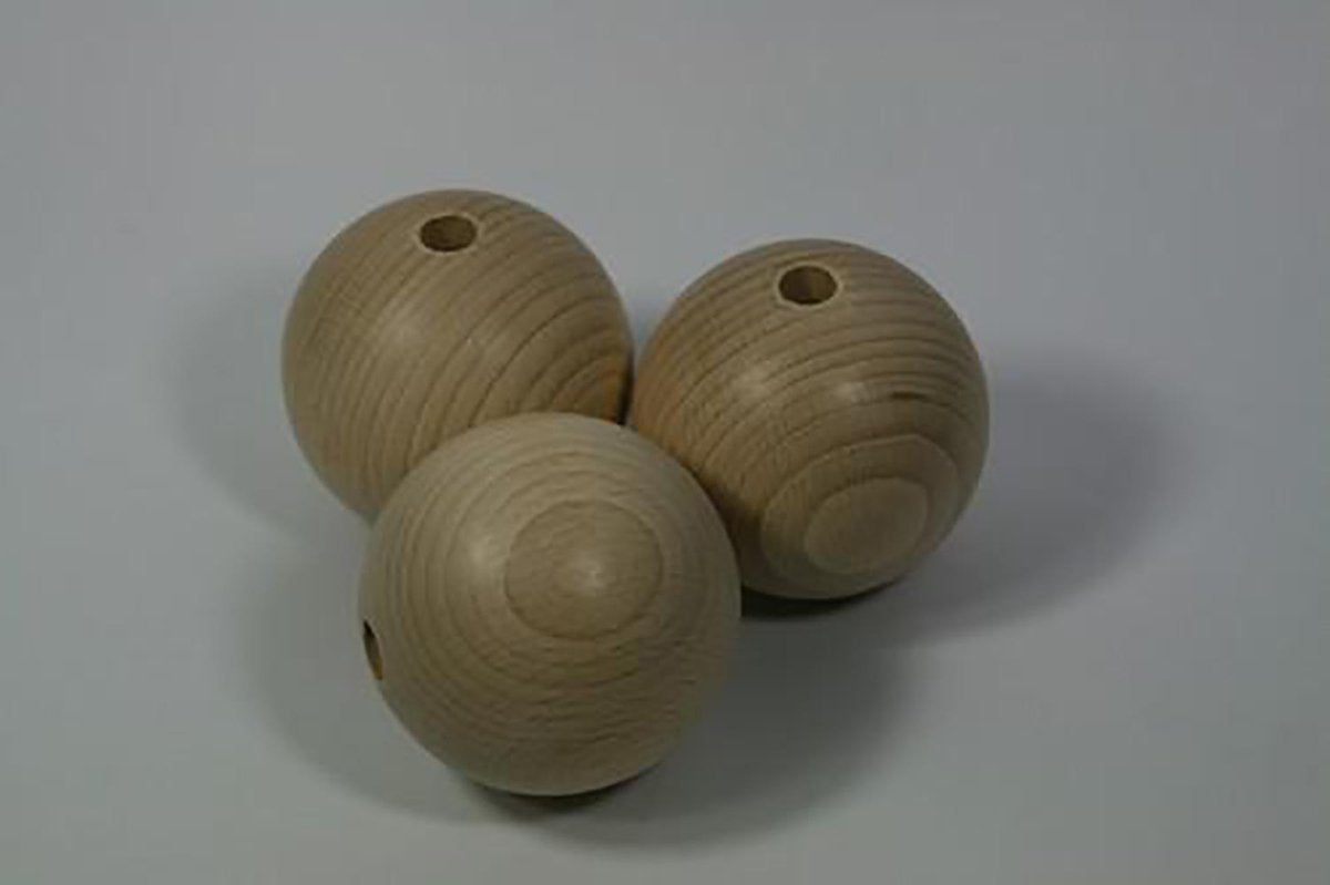 Houten ballen met gat - 6 cm - 10 stuks
