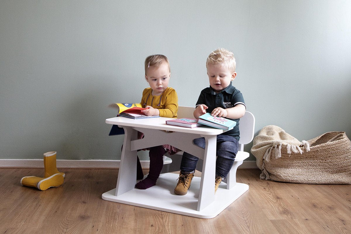 Dipperdee kinderbureau wit grijs - hout - 65cm x 60cm x 41cm