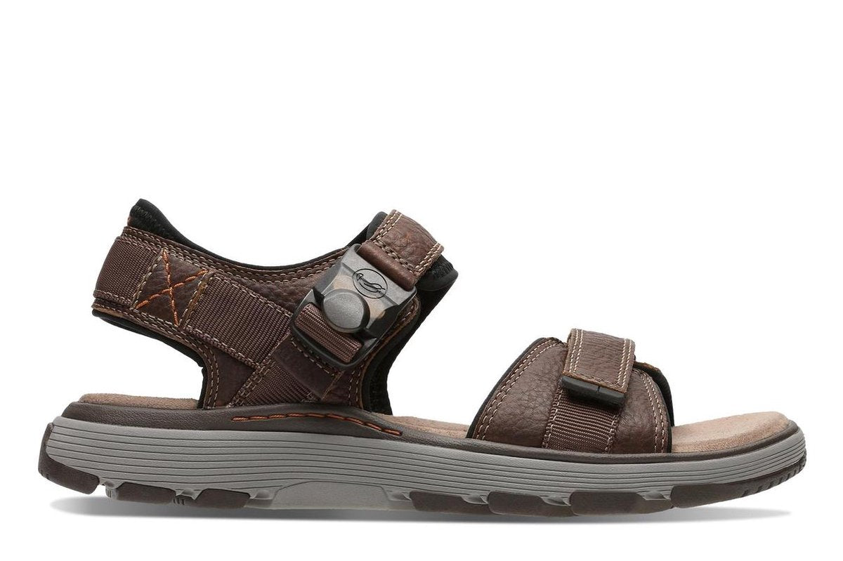 Clarks Un Trek Part Heren Sandalen - Dark Tan Lea - Maat 41.5