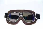 Classic chrome- bruine motorbril multi kleur glas