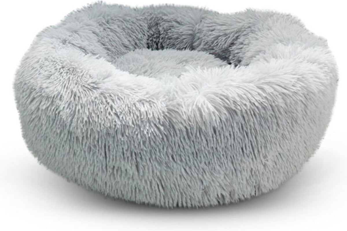 Snoozle Hondenmand - Superzacht en Luxe - Wasbaar - Donut - Fluffy - Hondenkussen - 50cm - Lichtgrijs