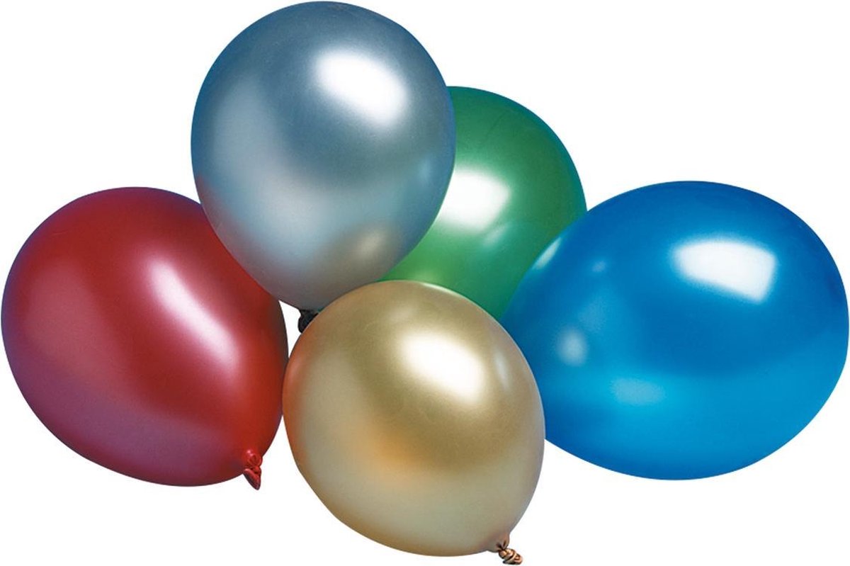 Tib Ballonnen Metallic 30 Cm Latex Rood/blauw/goud/groen 15 Stuks